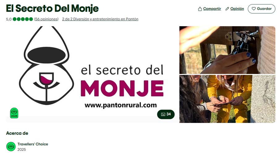 El Secreto del Monje, premiado en los Travellers’ Choice de TripAdvisor 2025