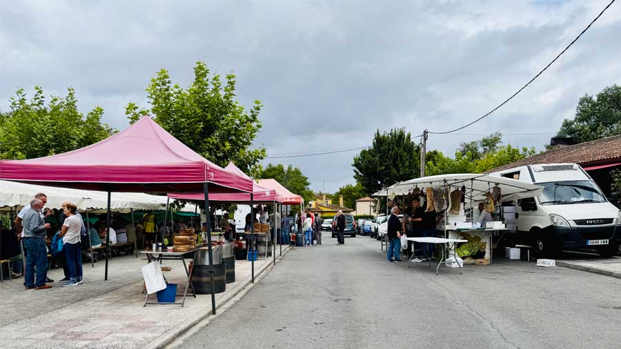 Puestos de pulpo y embutido en la feria de Ferreira de Pantón